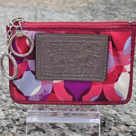 Coach Poppy Colorblock Card Case — Pink, Purple & Red - Picture 8 of 14